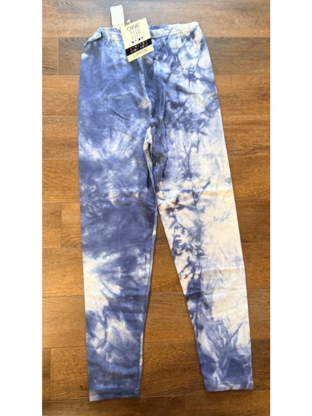 Vintage One Step UP Leggings Large L Blue tie Dye Made in Taiwan NWT - Picture 2 of 5